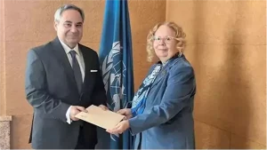السفير علاء حجازي يقدم أوراق اعتماده مندوب مصر لدى الأمم المتحدة والمنظمات الدولية بجنيف