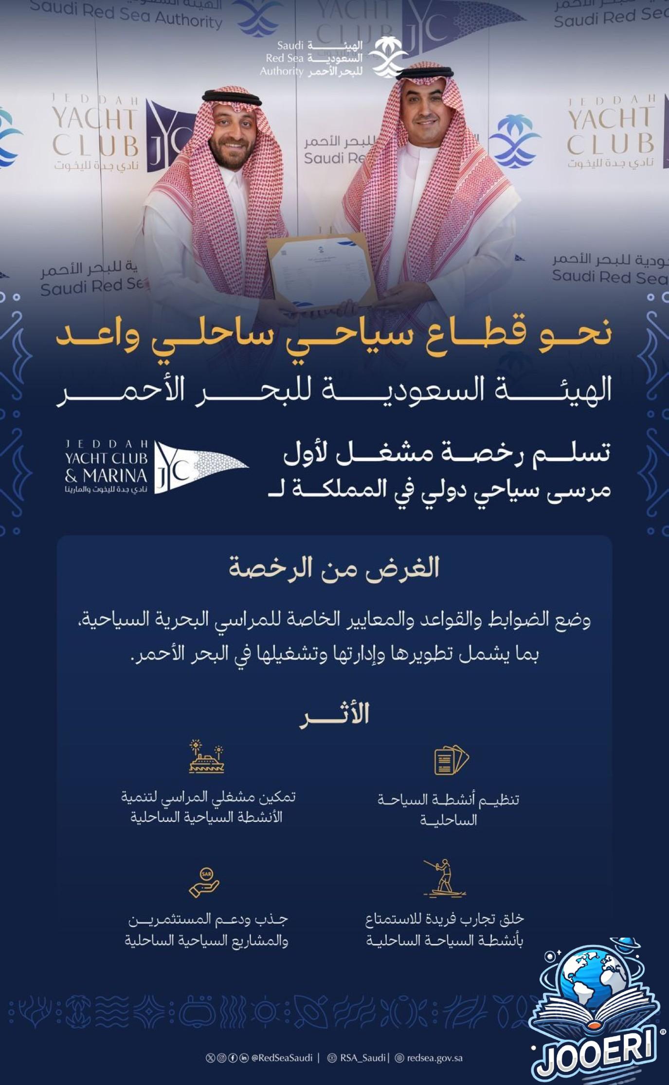 تطوير قطاع السياحة.. منح أول رخصة مشغل مرسى بحري سياحي دولي لنادي جدة لليخوت