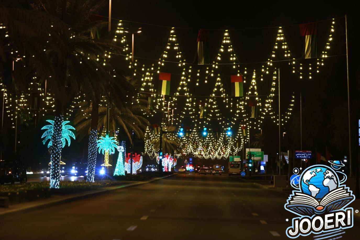 شوارع العين تتزين استعدادا لعيد الاتحاد الـ53 في الإمارات