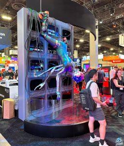 A statue of CrowdStrike’s action figure that represents the Scattered Spider cybercriminal group, seen at the Black Hat cybersecurity conference in August 2024.
