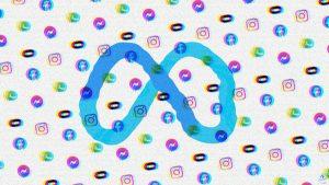 distorted meta logo and other brands including facebook, instagram, whatsapp, oculus, and messenger