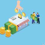 An illustration of money getting injected into a store