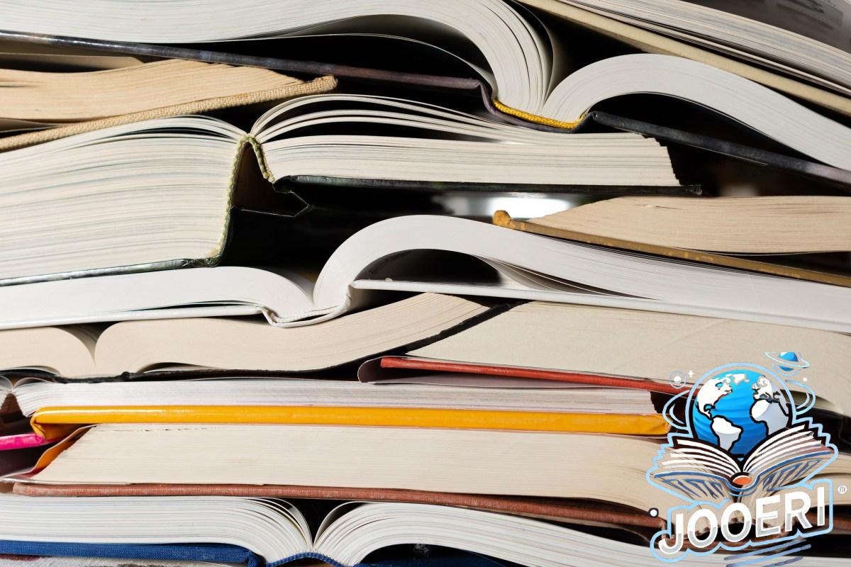 Stack of open books