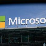 Microsoft signage is being pictured in Warsaw, Poland, on June 26, 2024.