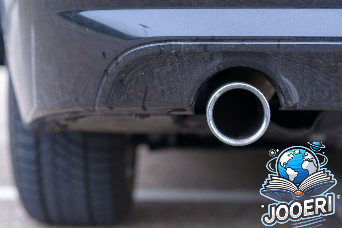 Low angle view of an exhaust pipe on a car.