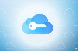 illustration of key over cloud icon