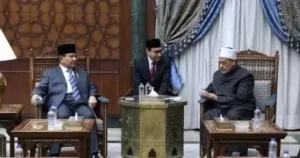 جانب من لقاء شيخ الازهر بالرئيس الاندونيسي