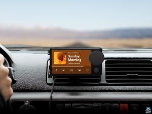 Spotify Car Thing installed on car dashboard