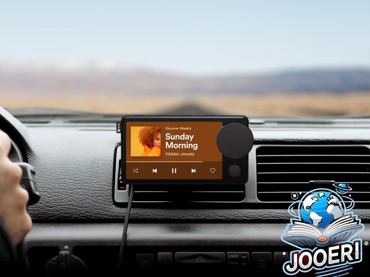 Spotify Car Thing installed on car dashboard