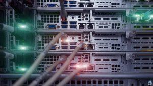 Server Rack Optic and hub close up.