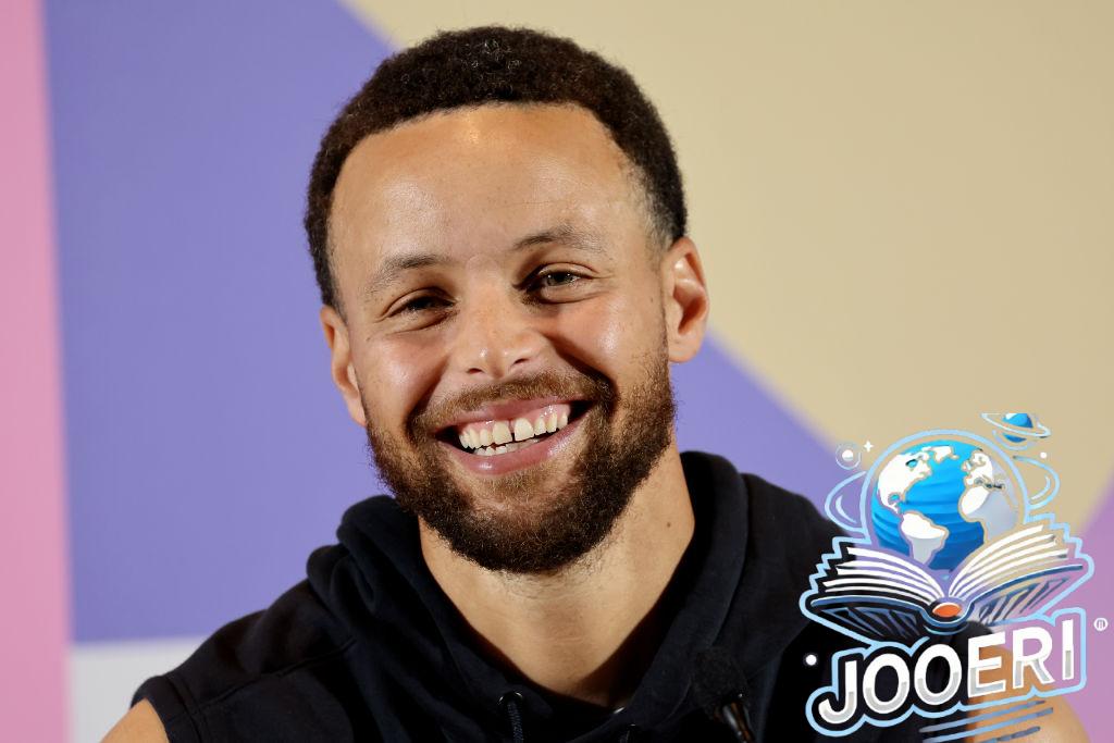 PARIS, FRANCE - JULY 25: Stephen Curry of Team United States smiles as he speaks to the media during a Team United States Basketball Press Conference at Main Press Centre on July 25, 2024 in Paris, France. (Photo by Arturo Holmes/Getty Images)