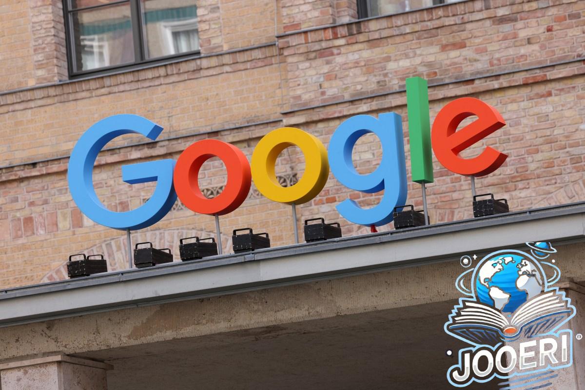 Google corporate logo hangs outside the Google Germany offices