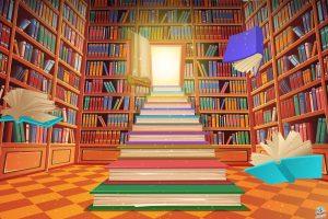 Library with books