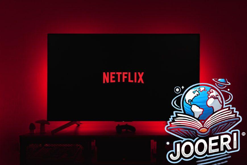 netflix logo on black screen backlit by red glow